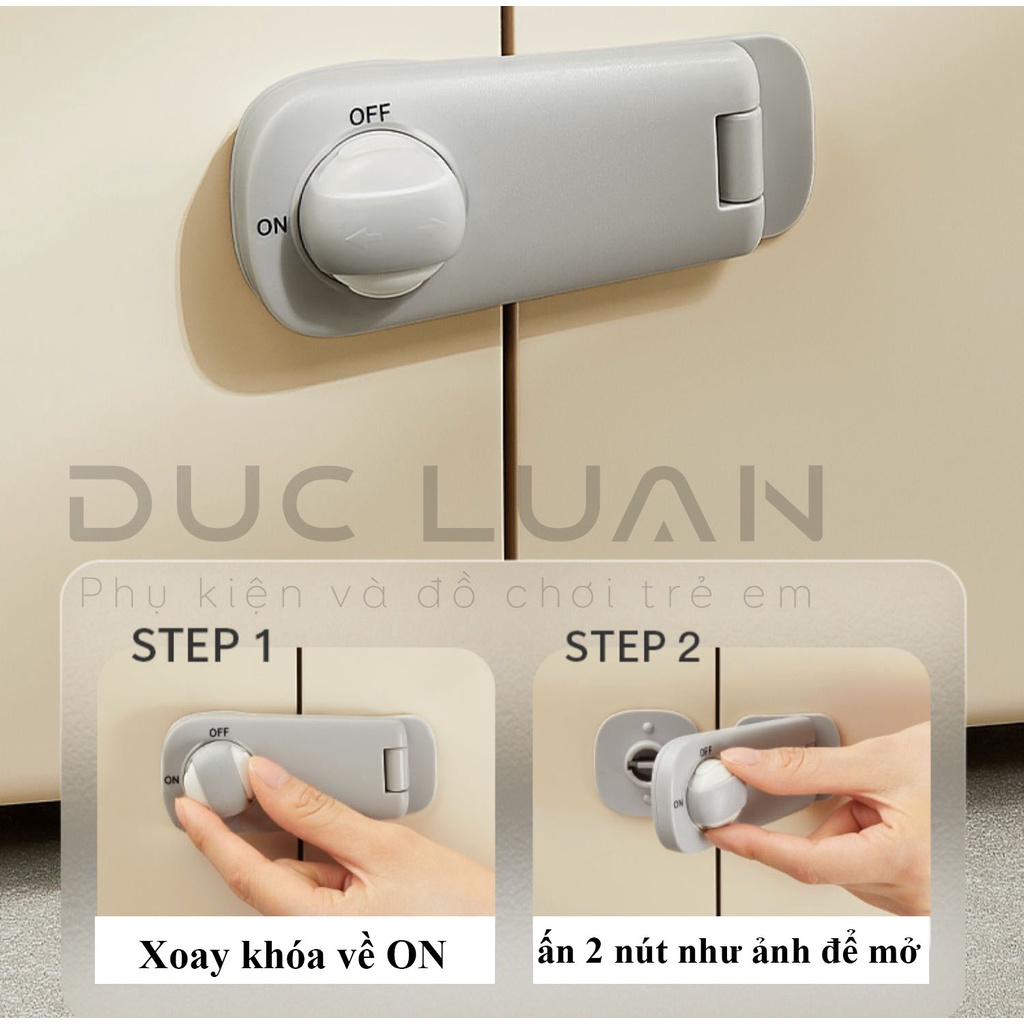 Khóa tủ lạnh bản cao cấp, thông minh - Khóa tủ, ngăn kéo giũ an toàn cho bé -Kep dán 3M
