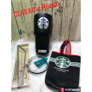 COMBO LY GIỮ NHIỆT YETI STARBUCKS +TÚI + CẶP ỐNG INOX & NẮP KÍN CHỐNG TRÀN