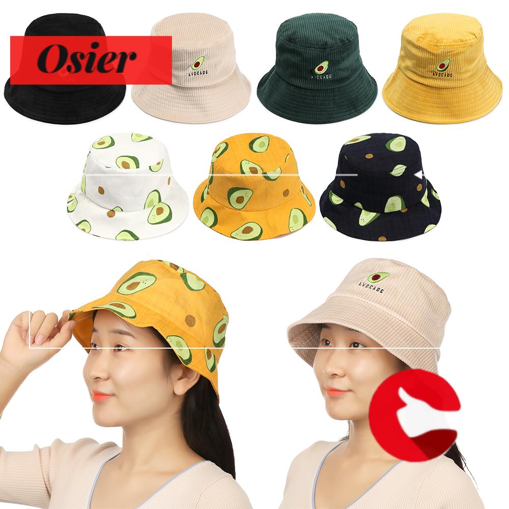 Nón Tai Bèo Vành Rộng Vải Nhung Thêu Hình Quả Bơ Thời Trang Mùa Hè