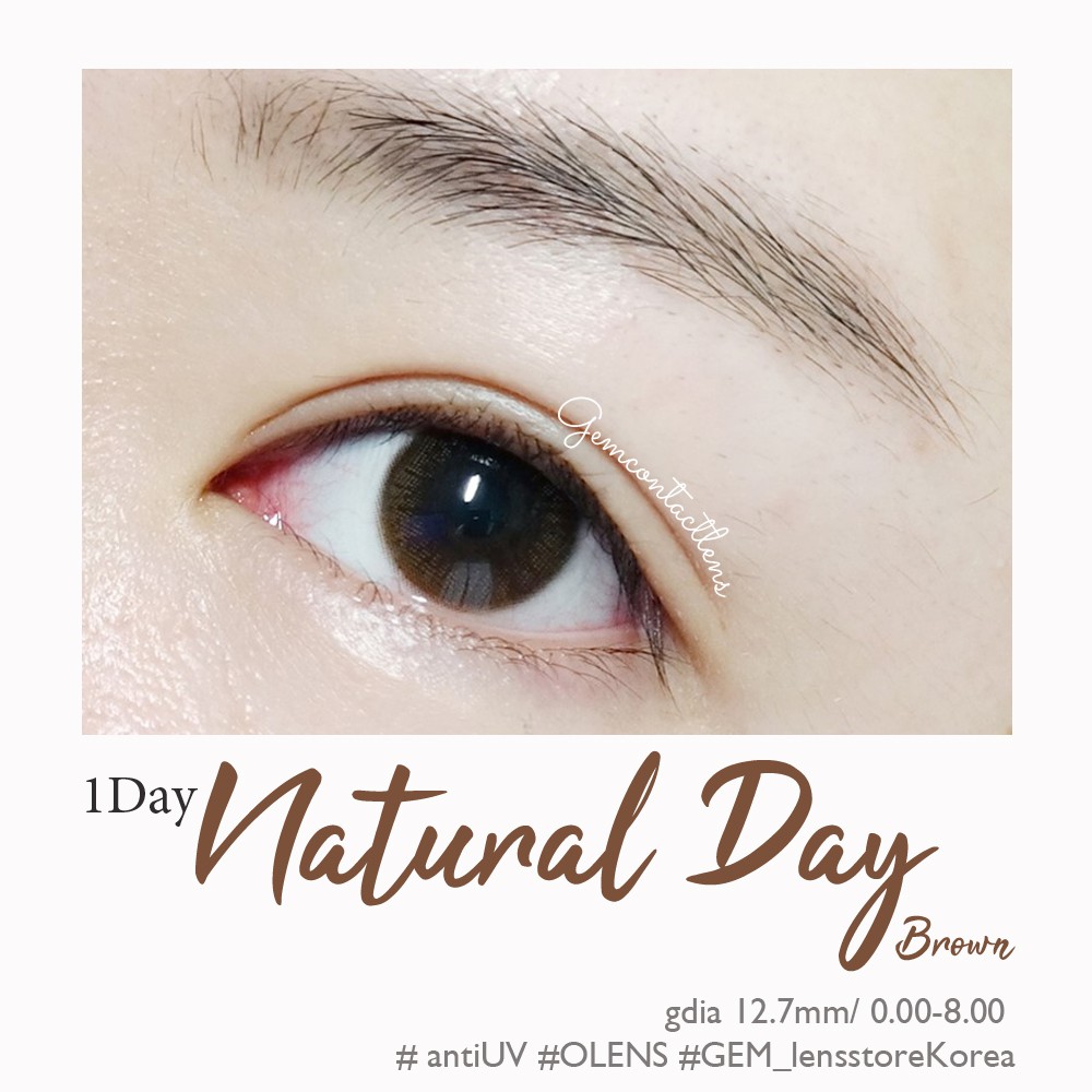 [Lens 1 Ngày] Áp Tròng Không Giãn NATURAL DAY BROWN- OLENS KOREA Lens Nâu Tự Nhiên Đi Học Đi Làm Phù Hợp Mắt Nhạy Cảm