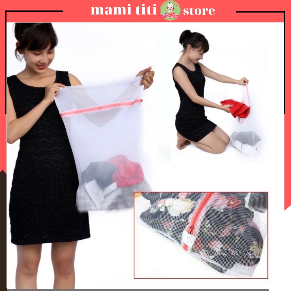 Túi giặt đồ máy giặt, chất liệu sợi lưới dai chắc bền bỉ kích thước 50x60cm - MAMI.TITI