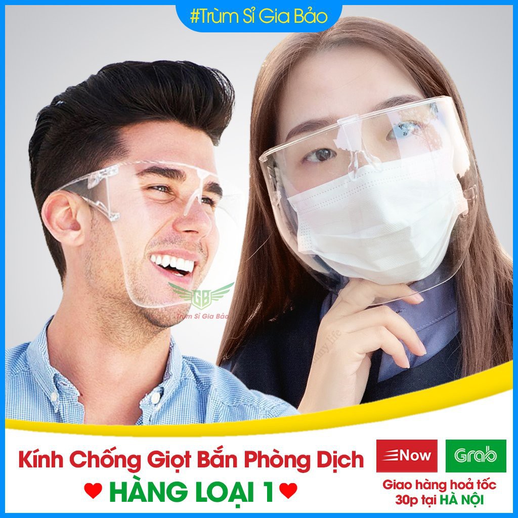 Kính chắn giọt bắn phòng dịch bảo hộ Full Face trong suốt , kính mặt nạ chống dịch bảo hộ sức khỏe.