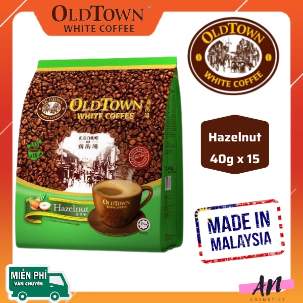 Cà phê OldTown Malaysia vị Hazelnut hạt phỉ màu xanh lá