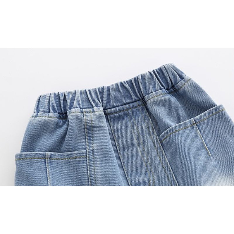 Quần Jean cho bé WELLKIDS quần short jean họa tiết đơn giản chất bò mềm KZ3221