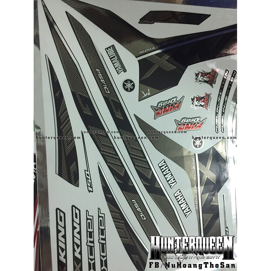 Tem Exciter 150. Tem rời MX King xám đen, chất liệu CROM, dán xe đen. Xe màu khác vui lòng inbox