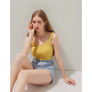 Áo croptop không tay ren chạm khắc nữ Air Space 2120121056