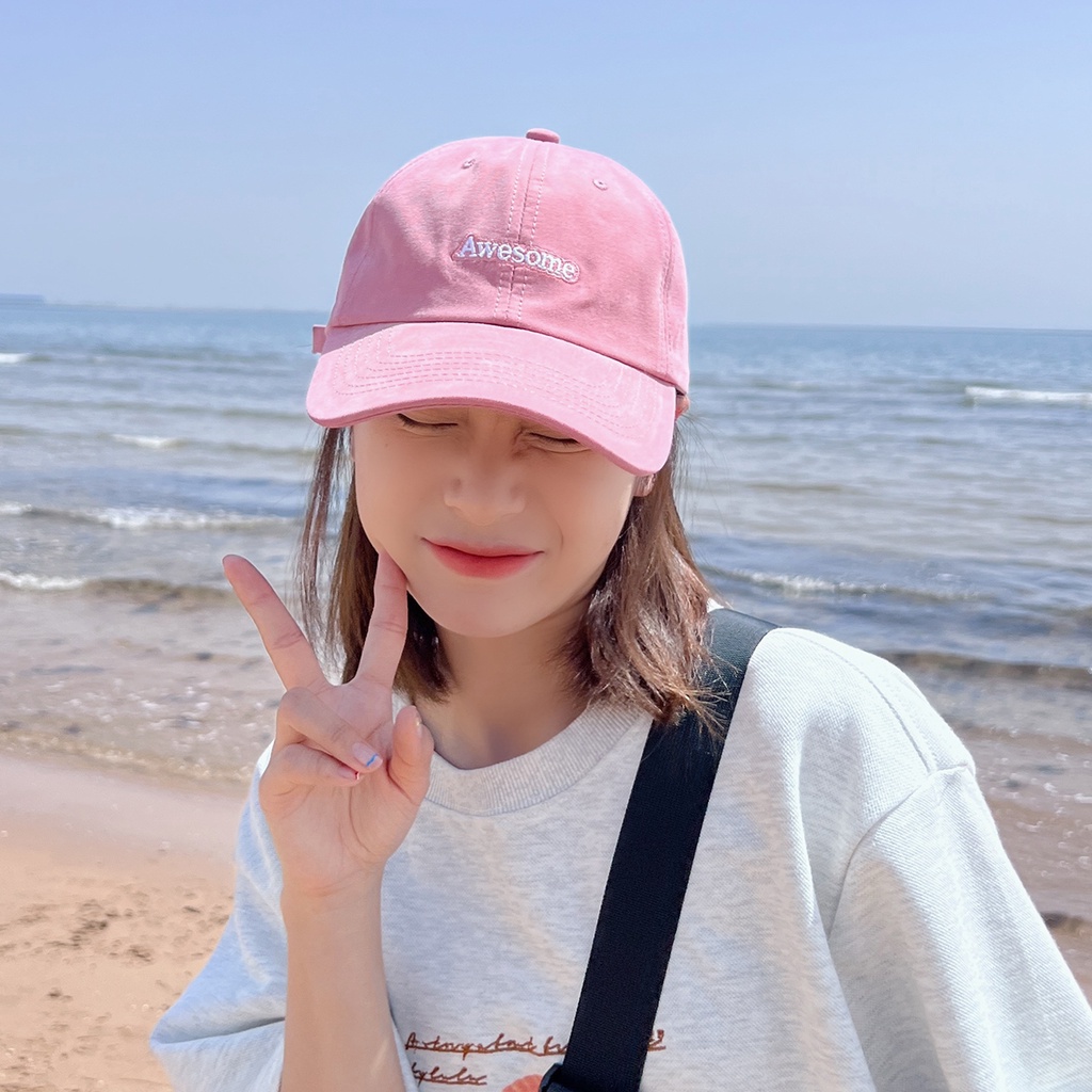 ins Korean version of the college style letter embroidery soft top peaked hat men and women trend fashion wild baseball cap students