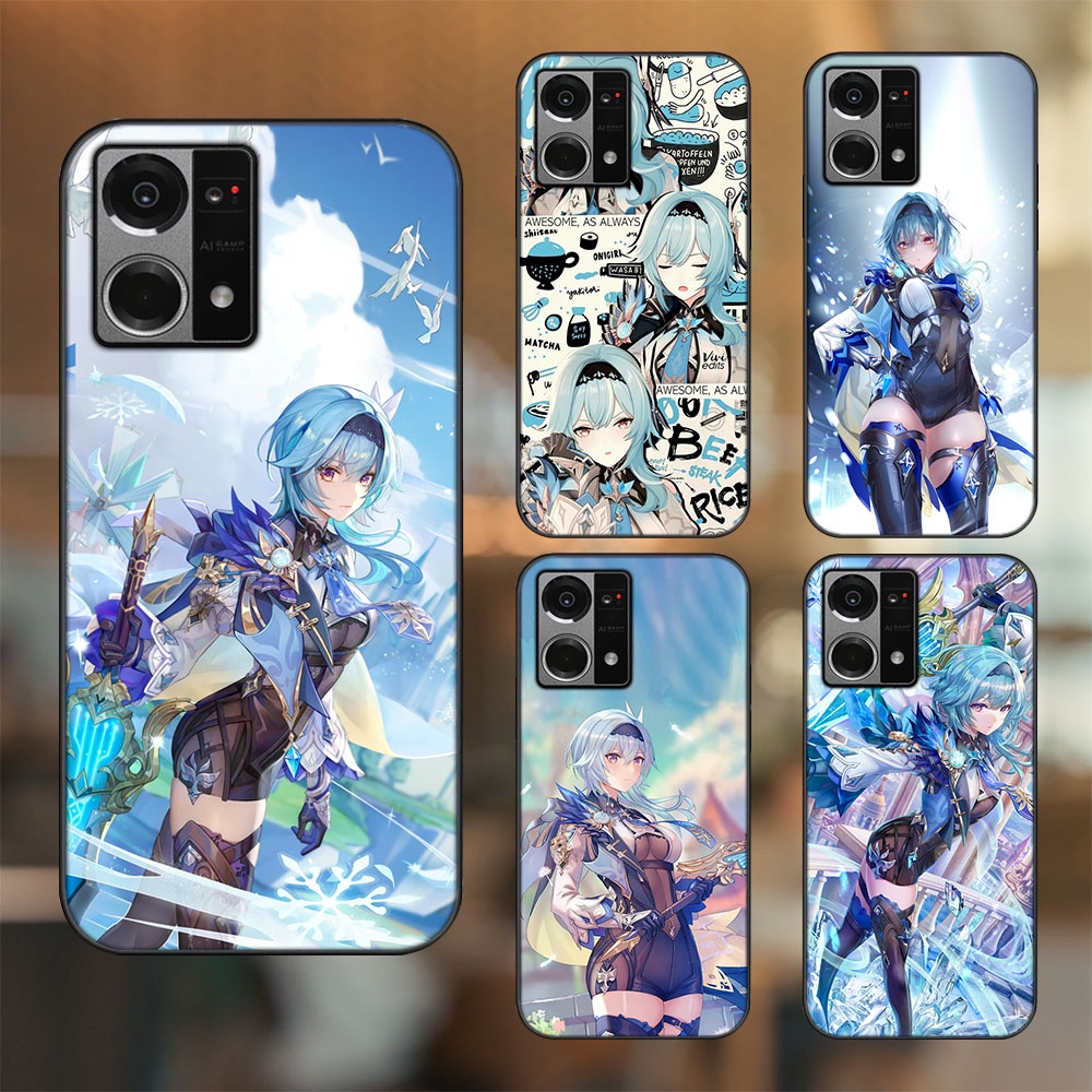 Ốp lưng Oppo Reno 7 4G viền đen in hình Eula Genshin Impact