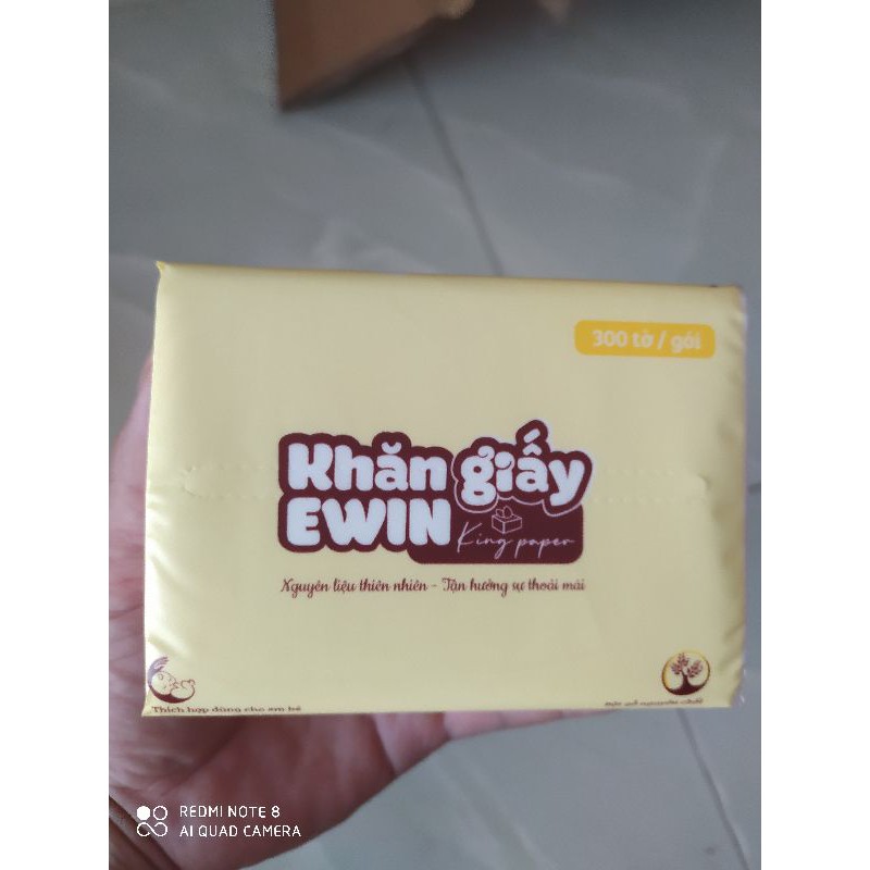 Gói 300 tờ giấy ăn siêu dai mềm mịn Ewin