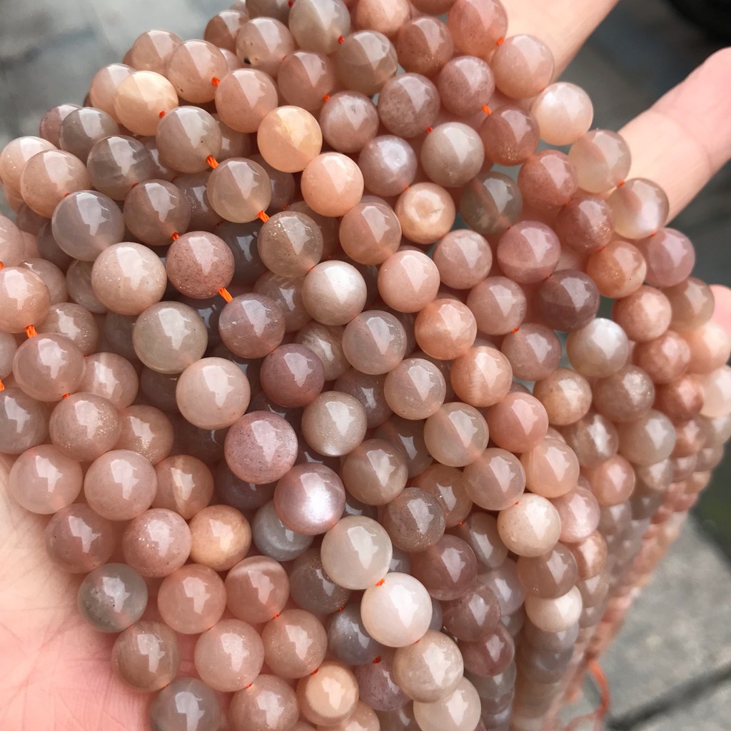 Hạt Đá Mặt Trời Tự Nhiên Có Thể Xỏ Lỗ Xỏ Hạt Ngọc Trai Mặt Trăng