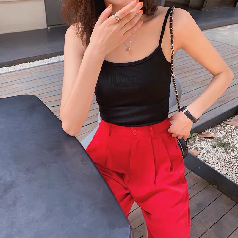 Áo 2 Dây Cotton 2021 Basic Áo Nữ Hai Dây Quảng Châu Mát Mẻ Mùa Hè T2B8