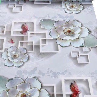 1 mét decal giấy dán tường hoa sen 3D khổ 45cm keo sẵn bóc dán