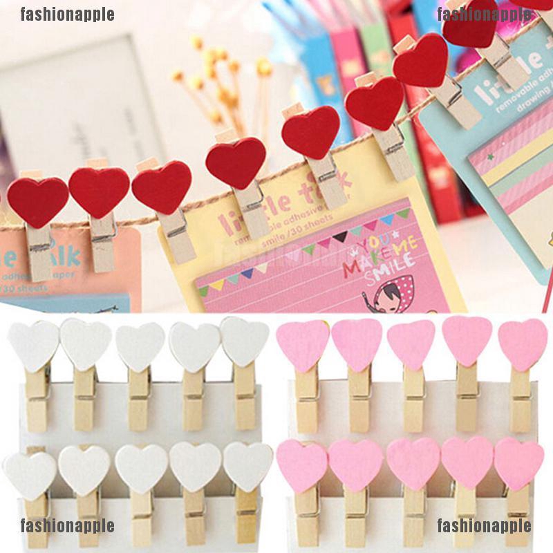 Bộ 20 kẹp gỗ hình trái tim mini dễ thương