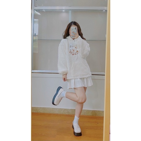 ÁO HOODIE LÔNG THÊU GẤU SAY HIII SIÊU CUTE - Freesize | BigBuy360 - bigbuy360.vn