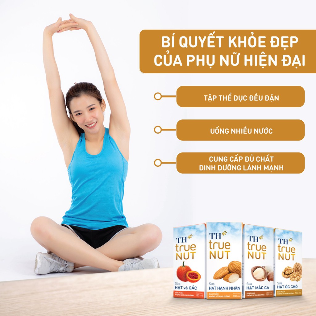 thùng sữa TH True Hạt 180ml, đủ loại
