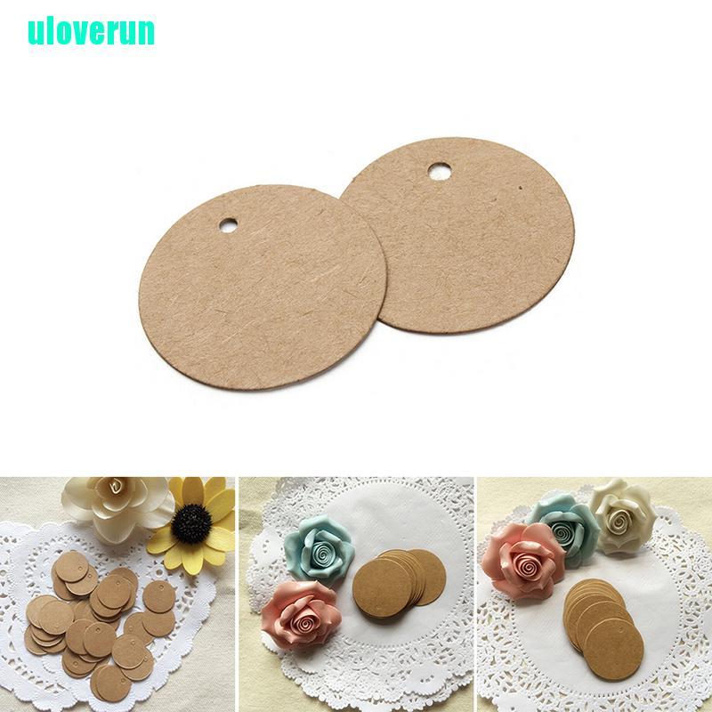 Set 100 Thẻ Giấy Hình Tròn Màu Nâu Treo Hành Lý