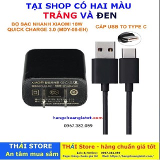 Bộ sạc nhanh XIAOMI Chính hãng, công suất 18W - MDY-08-EH, Quick Charge 3.0, cáp chân USB to Type C (Mã SA04)