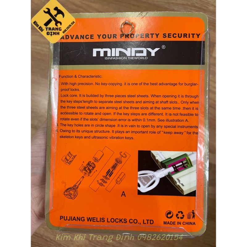 Khoá treo đồng chống cắt 60mm Mindy chính hãng