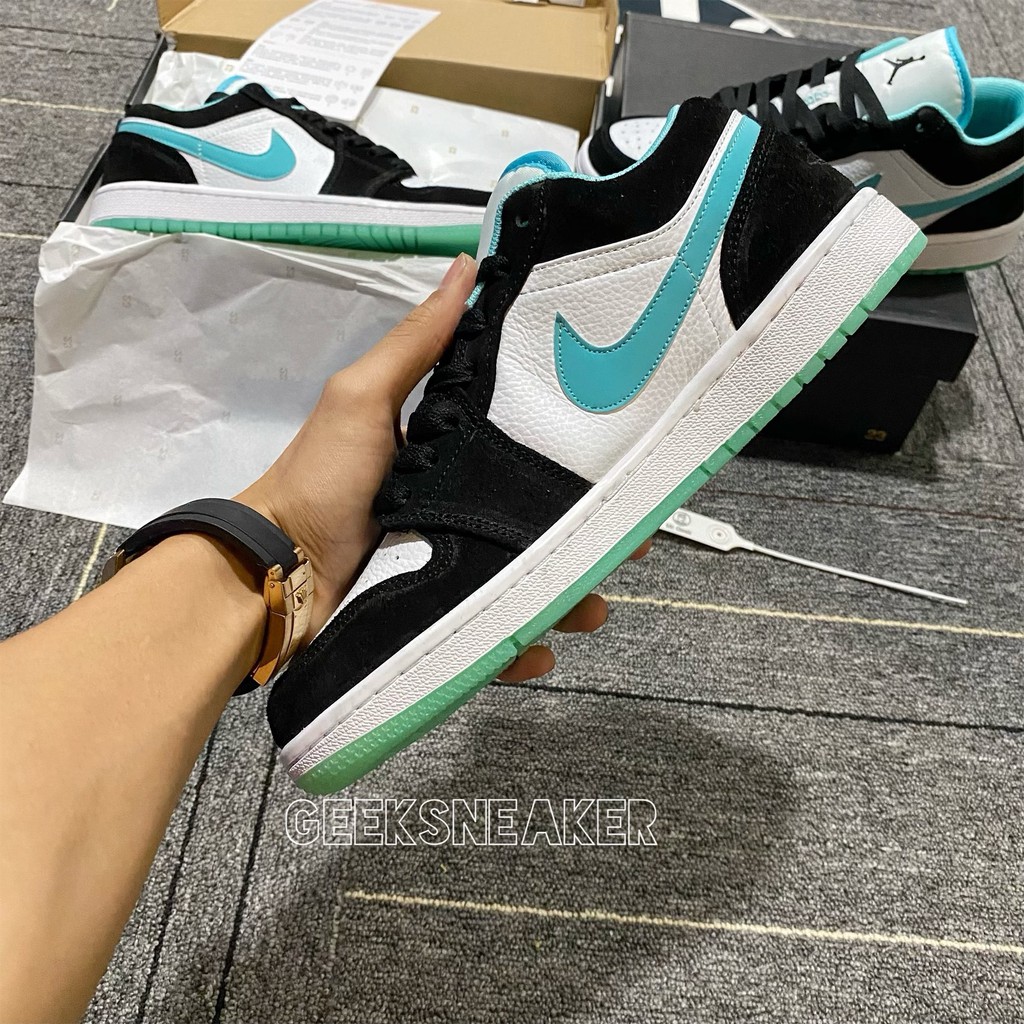 [GeekSneakerZone] Giày Jordan 1 Low Island Green - Cổ Thấp Xanh Đen Trắng | BigBuy360 - bigbuy360.vn