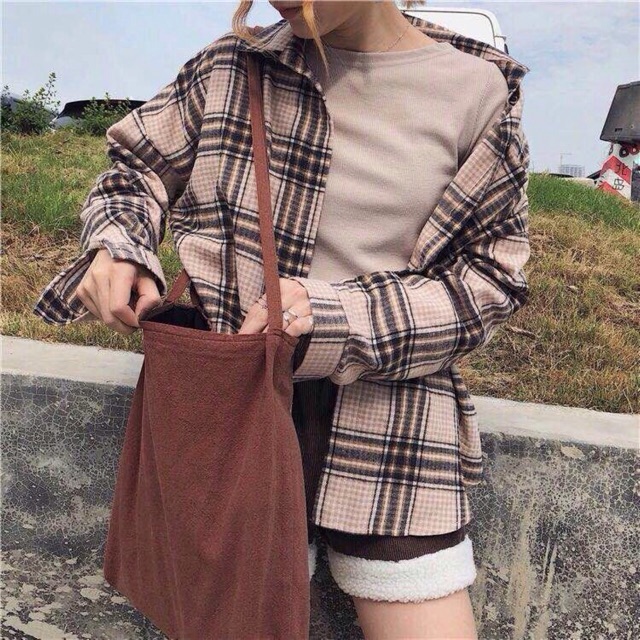 Sơ mi kẻ oversize