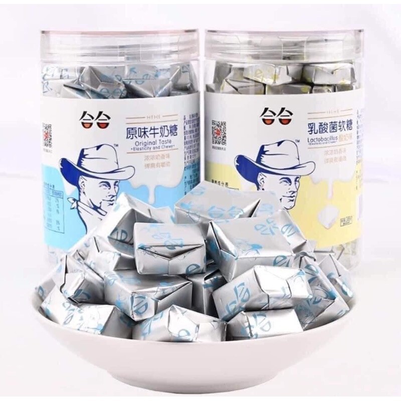 KẸO SỮA ÔNG GIÀ ĐỘI NÓN ĐÀI LOAN HEHE 288GR (VỊ SỮA CHUA, VỊ TRÁI CÂY, VỊ SỮA, VỊ SOCOLA)