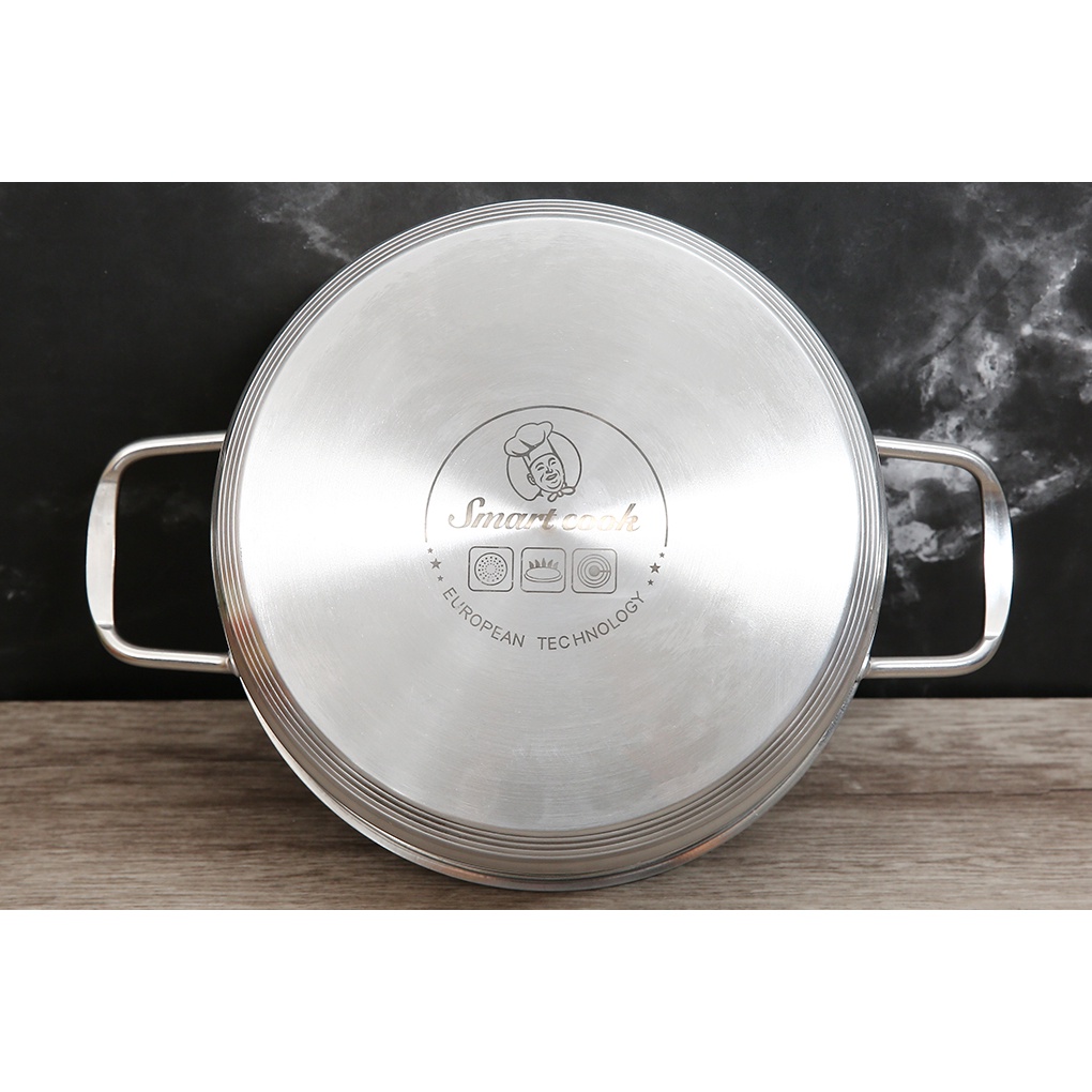 [LIFEMCMBP4 -12% đơn 250K] Nồi inox 3 đáy nắp kiếng Smartcook SM240XMN Size 16-20-24cm