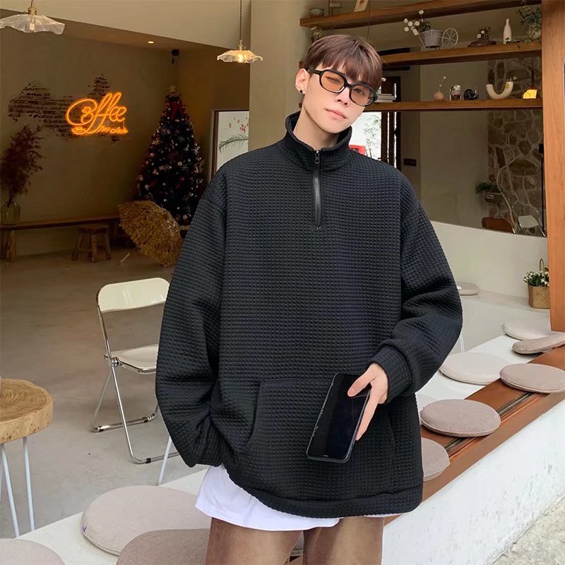 Áo Khoác Nam Cổ Đứng Màu Trơn Phong Cách Hàn Quốc