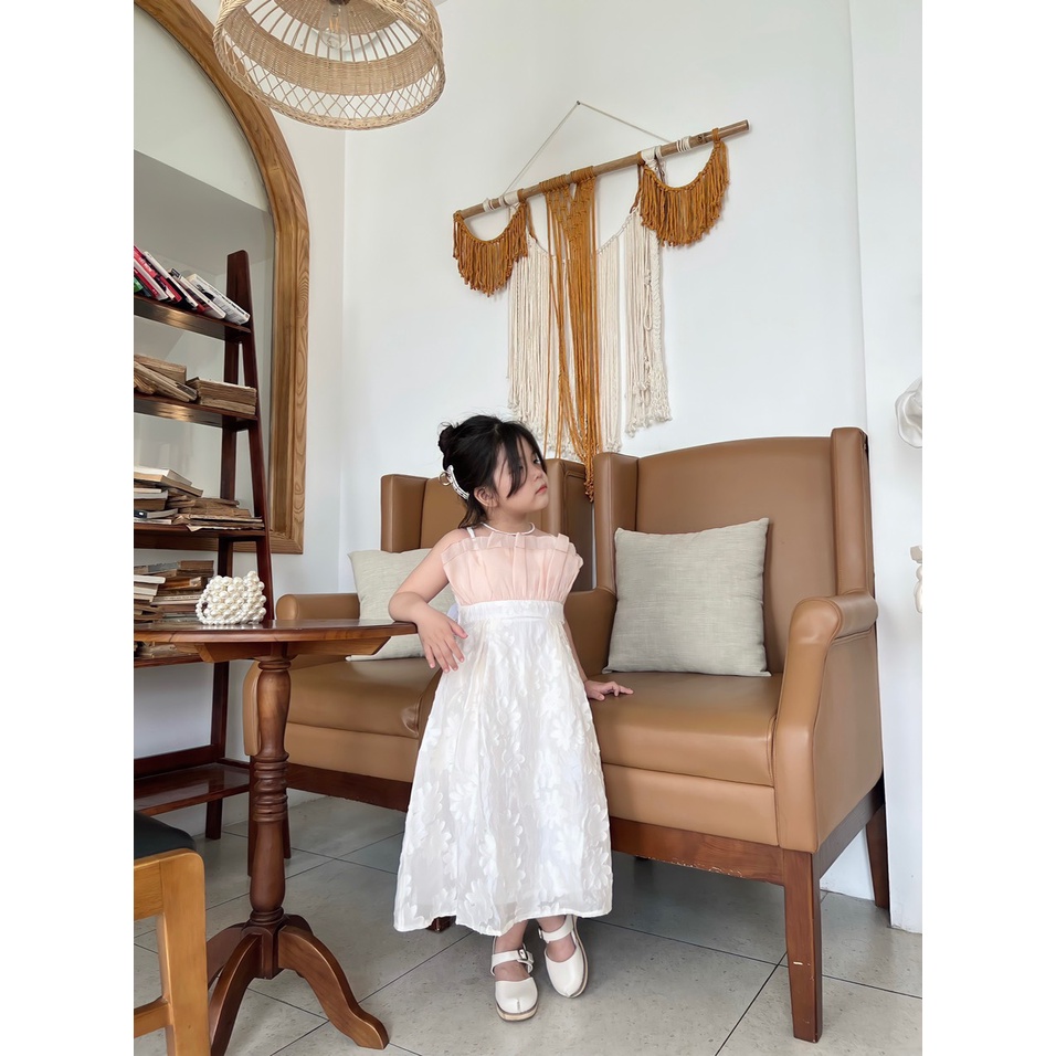 Váy công chúa cho bé gái 2 dây bèo ngực HOMI BABY HOUSE đầm công chúa cho bé gái dự tiệc dạo phố