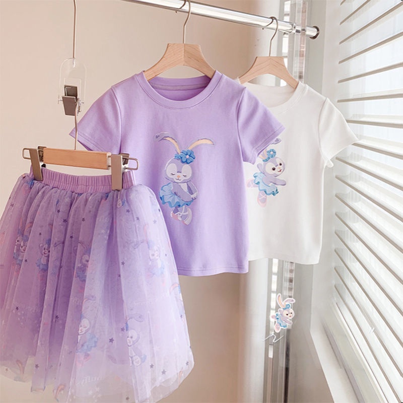 Combo bộ đồ bé gái 1-8 Tuổi tay ngắn áo phông Vải Tuyn Váy set mùa hè thời trang cho bé trẻ em