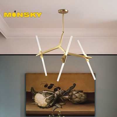Đèn chùm MONSKY VENTE xương cá 6 tay độc đáo, mới lạ trang trí nội thất sang trọng.