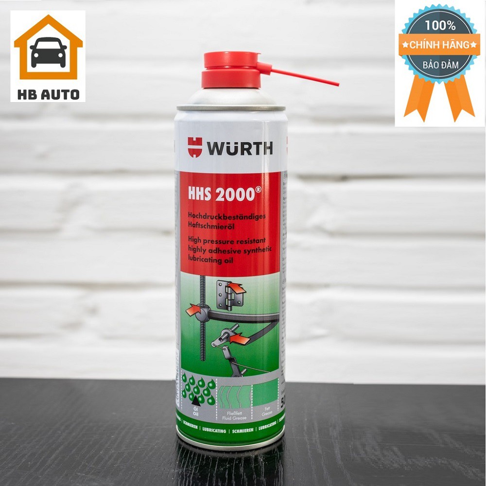 Mỡ Bò Nước Bôi Trơn Chịu Nhiệt Wurth HHS 2000 (500ml) 0893106. bôi trơn, chịu được rung động, chịu nhiệt , chịu được áp