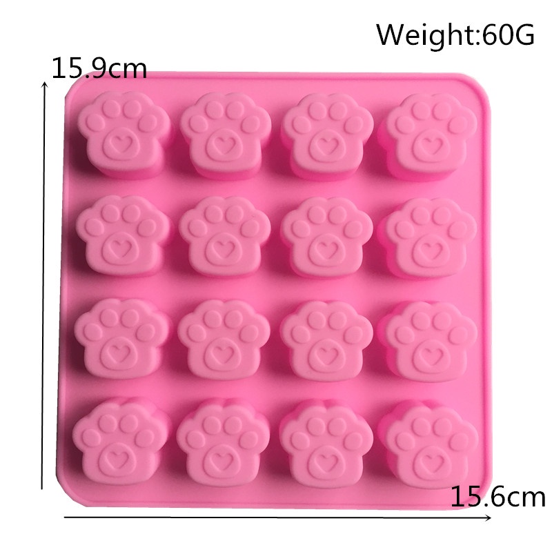 Khuôn silicone 16 Lỗ Làm Bánh Kẹo / Sô Cô La Hình Dấu Chân Thú Cưng Chống Dính