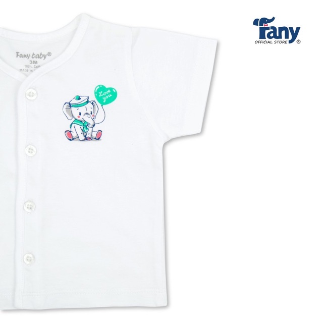 1 cai Áo trắng tay ngắn nút cho bé  0-18 tháng hàng Fany 100% cotton