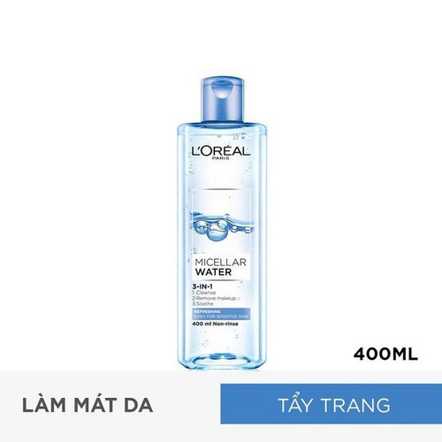 Nước tẩy trang Loreal (Xanh nhạt-tươi mát) L'Oreal Paris 3-in-1 Micellar Water 400ml