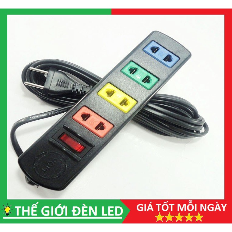 Ổ Cắm Kéo Dài Lioa 4TS3-2 công suất 10A 250V an toàn, Dây 3m, 5m.