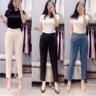Quần Tây nữ thiết kế kèm đai_quần tây 9 tấc dáng baggy