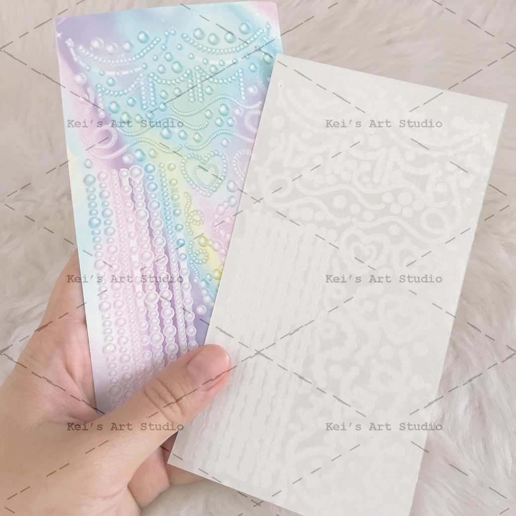 Sticker nhãn dán hình viên ngọc - pearl cán hologram