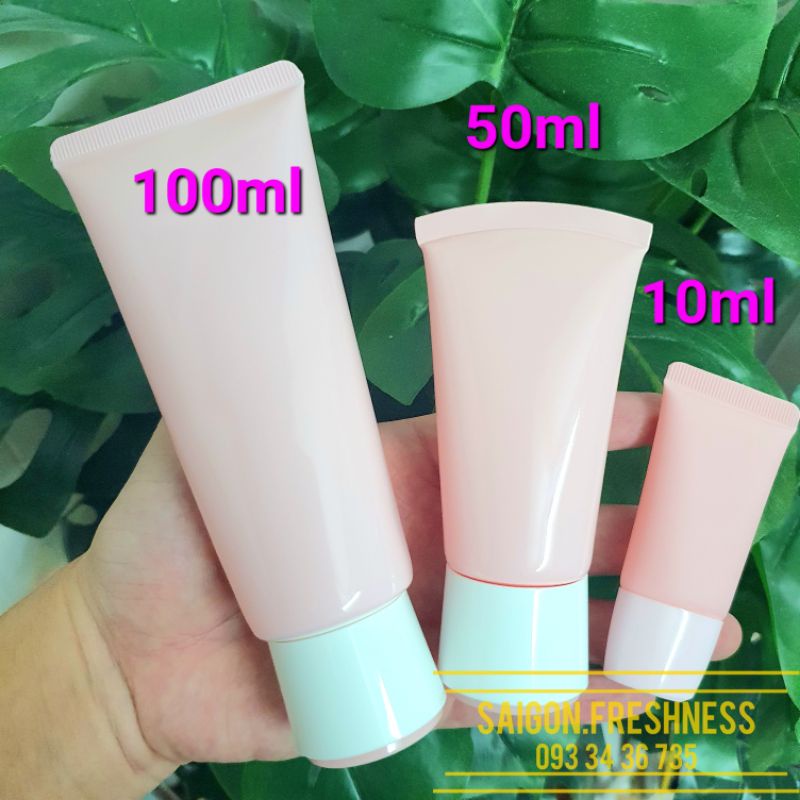 Tuýp nhựa, chai đựng sữa rửa mặt, gel 10ml 50ml 100ml, thân hồng baby