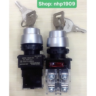 Công tắc xoay 2 vị trí có chìa khóa viền nhôm MRK-R2A1D, Hanyoung nux