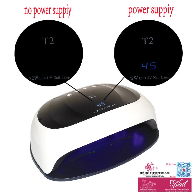 Máy Hơ Gel T2 72W Siêu Nhanh 36 Đèn Led UV - Hơ 2 Tay 2 Chân