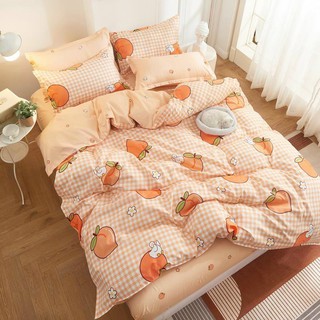 Bộ chăn ga gối cotton poly - Mẫu đào cam.