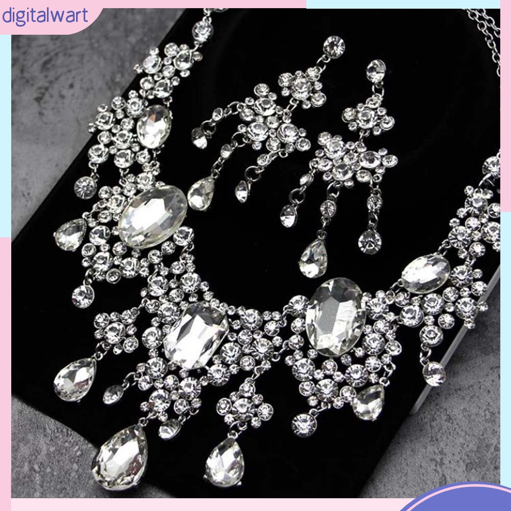 Set 2 Vòng cổ Và Đôi Khuyên Tai Đính Đá Thời Trang Dành Cho Nữ