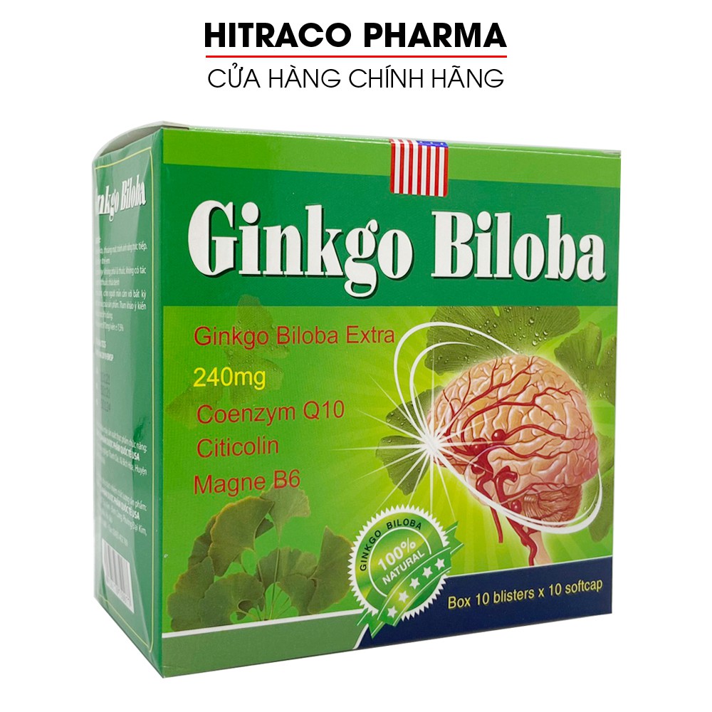 Hoạt huyết dưỡng não Ginkgo Biloba Extract 240mg - Hộp Xanh Não Đỏ 100 viên