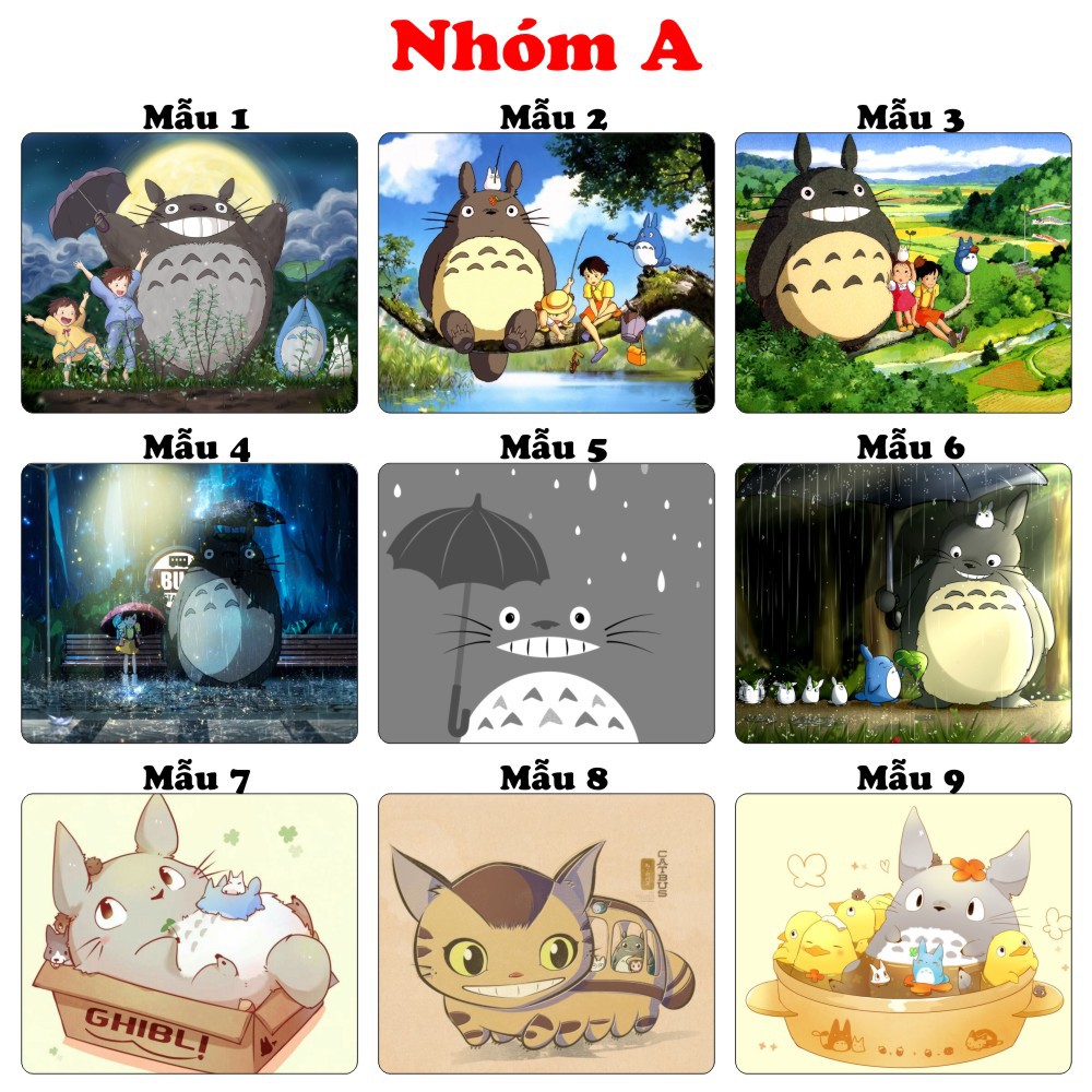 <18 mẫu 2 bộ> Lót chuột máy tính Anime Totoro, Natsume Yuujinchou cỡ bàn di chuột lớn 20x24cm chất liệu mouse pad cao su