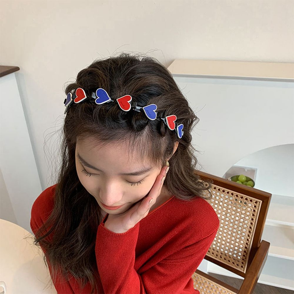 LILYES Sweet Women Hair Hoop Headwear Heart Headband Korean Hairbands Girl Hairclip For Girls Love Toothed Clip Bangs Hairpin Simple Braided Hair Clip