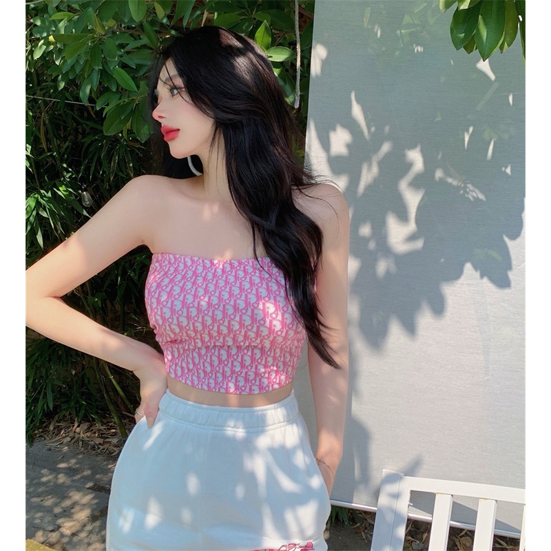 Áo croptop QKOOLE không dây kiểu dáng quyến rũ phong cách Hàn Quốc cho nữ
