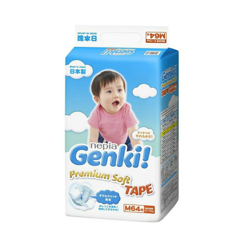 Tã dán Genki nhật bản đủ size S72/M64/L54/XL44