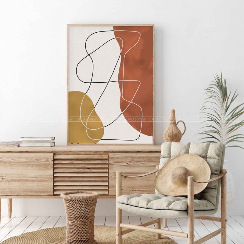 Tranh BOHO trừu tượng treo tường kích thước 50*70cm, tặng kèm đinh 3 chân treo tranh, bảo hành 12 tháng