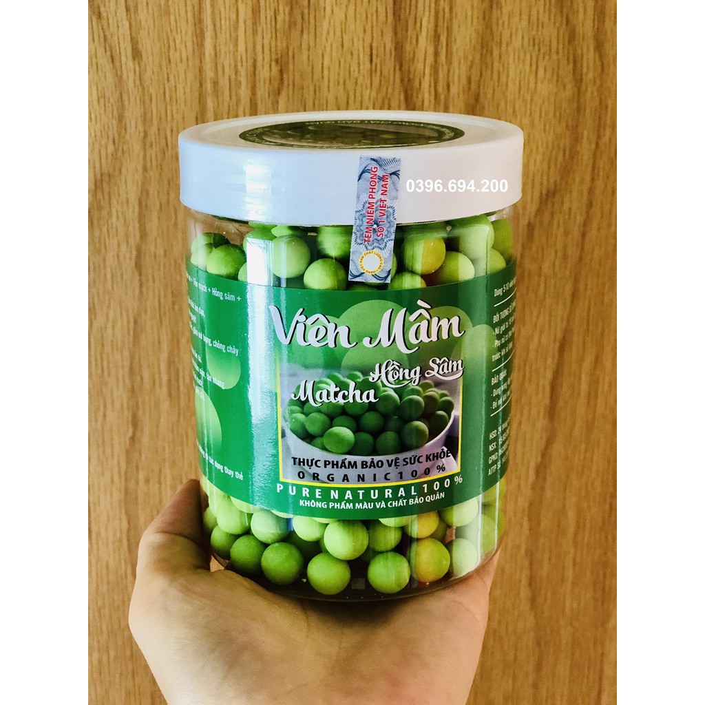 Hộp Viên Mầm Đậu Nành Hồng Sâm Matcha Nở Ngực, Tăng Vòng 1, Đẹp Da, Tăng Cân, Giảm Cân có Chứng Nhận ATTP (Hộp 450g)