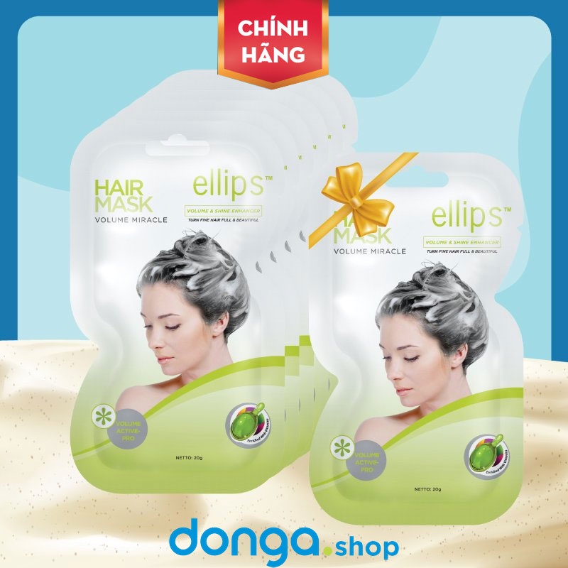 Kem ủ tóc Ellips vitamin xanh dành cho tóc bồng – công thức chuyên biệt chăm sóc cho mái tóc mỏng - Combo Mua 6 tặng 1